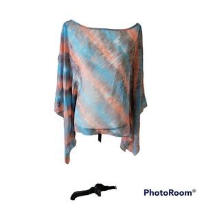 Matty M. 100% Silk Watercolor Sheer Blouse. NWT. Size M/L.